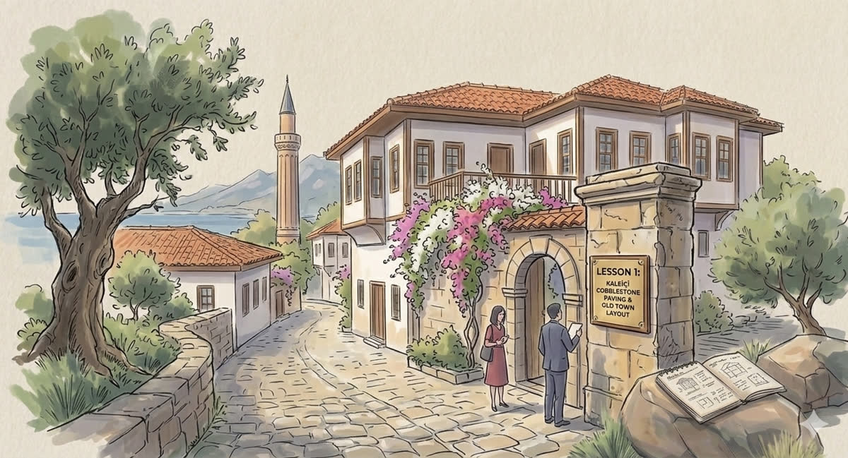Watercolour district scene from the Journey Together artwork